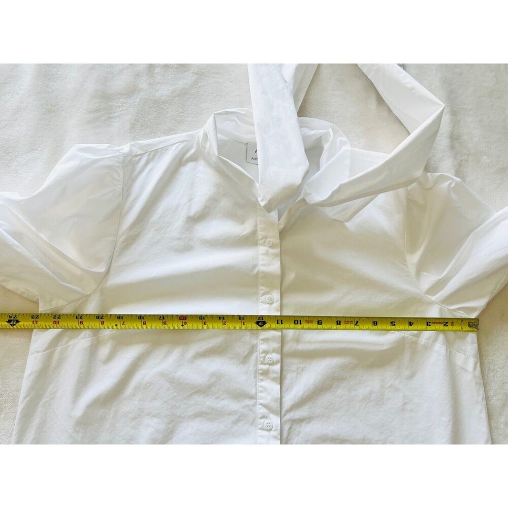 Anthropologie White Bow-Tie Puff Sleeve Blouse - Picture 14 of 16